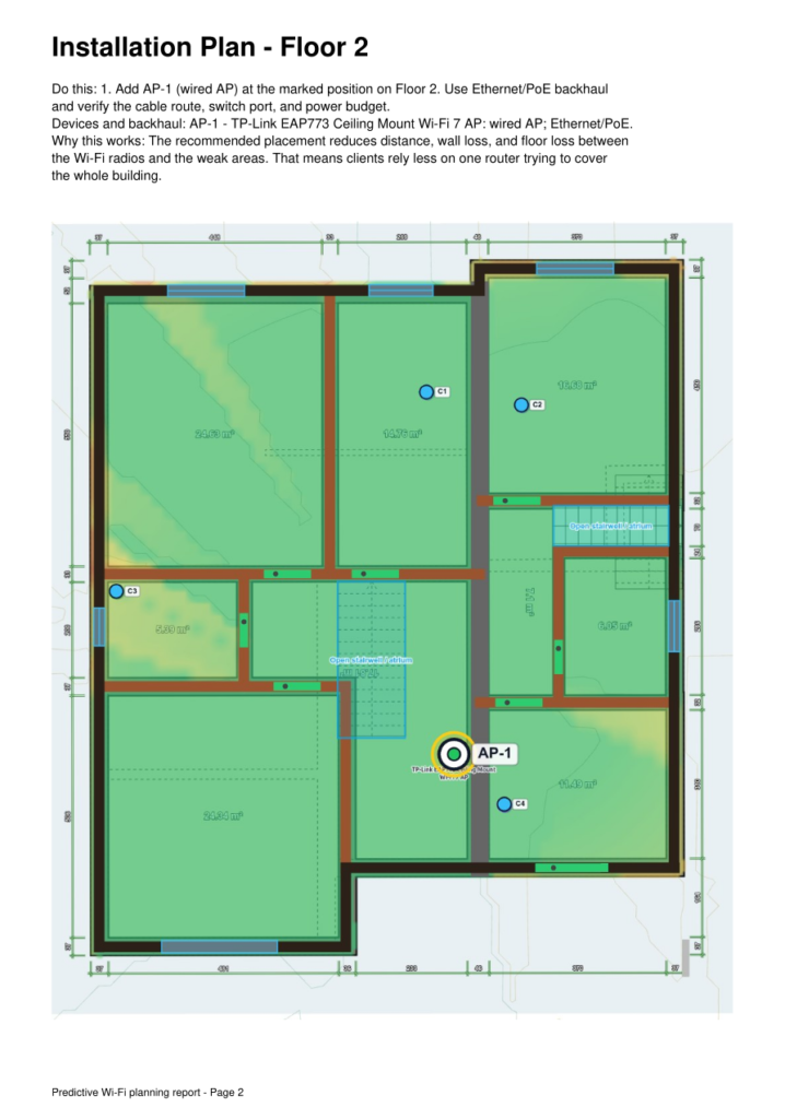Installation plan page for Floor 1