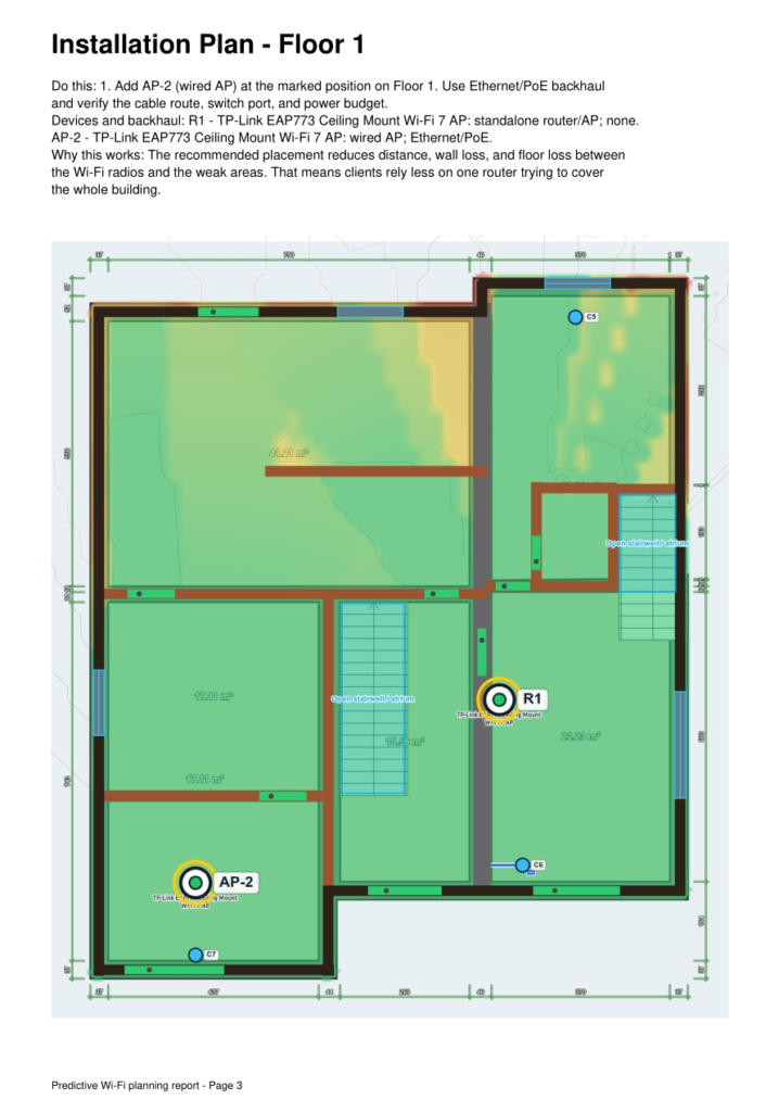 Installation plan page for Floor 2